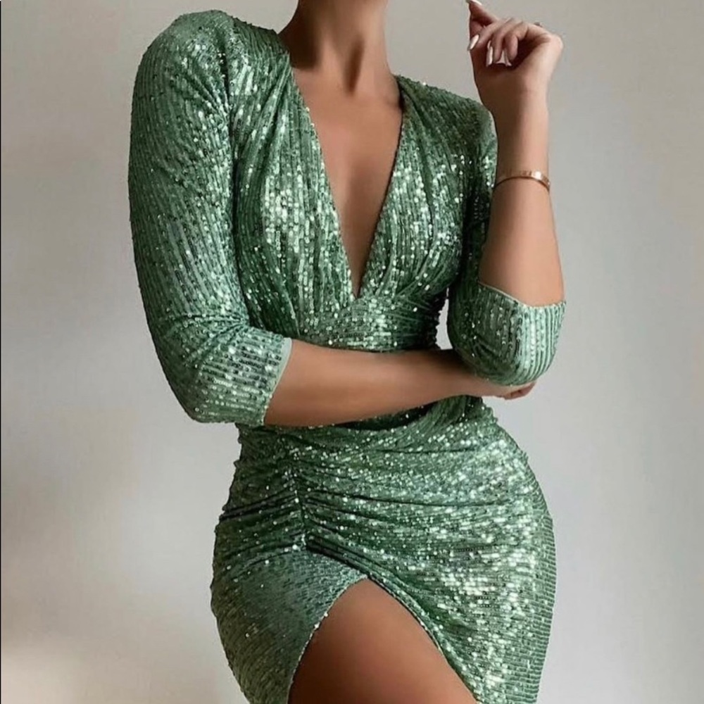 Mint Green Sequins Dress